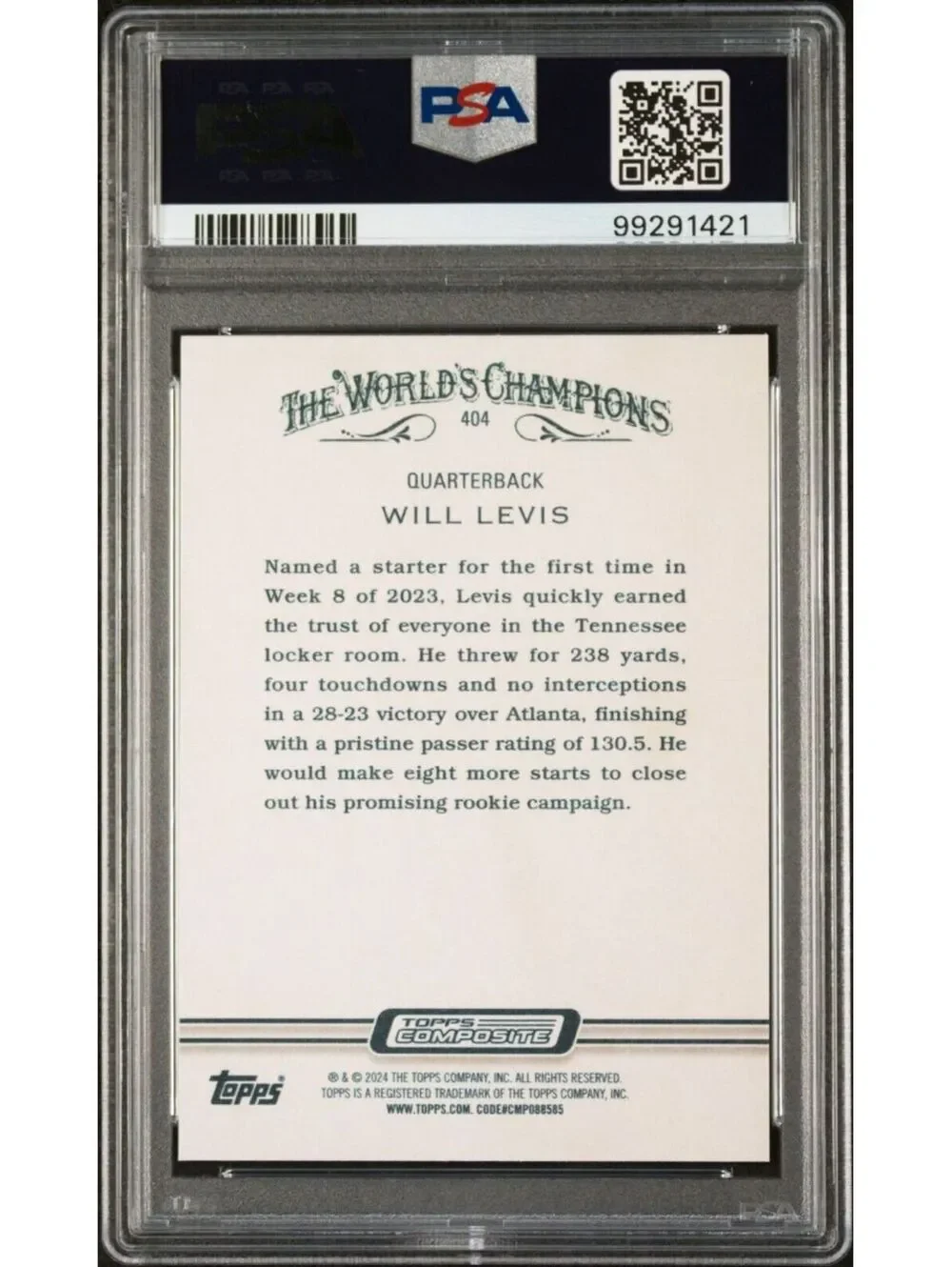 Will Levis 2023 Topps Allen & Ginter NFL #404 Rookie Football Card PSA 10 Gem